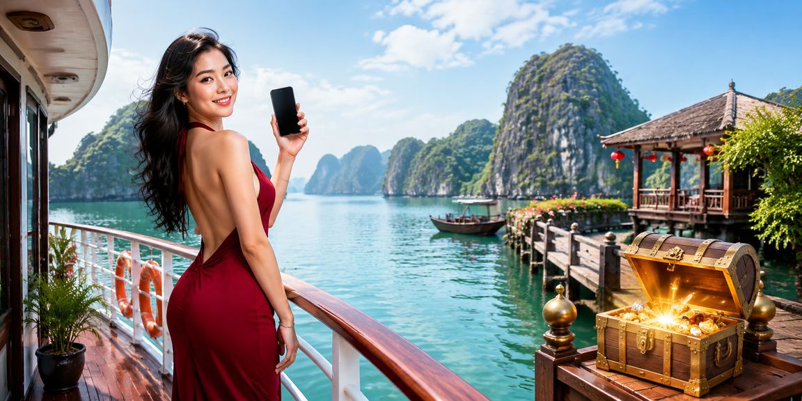 Người dùng trải nghiệm casino trên di động tại Vịnh Hạ Long
